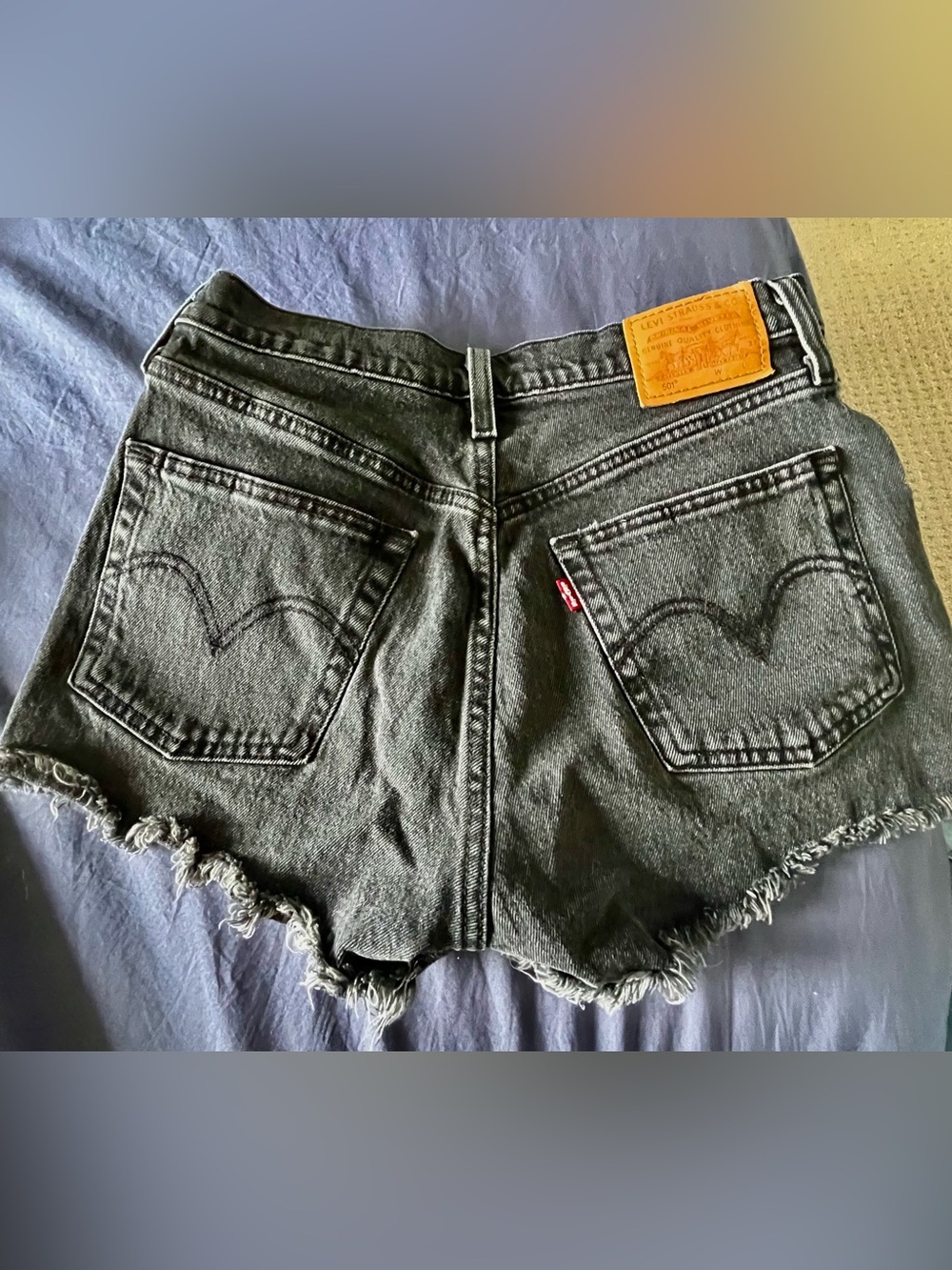 Levi's Black Frayed Denim Cutoff Shorts